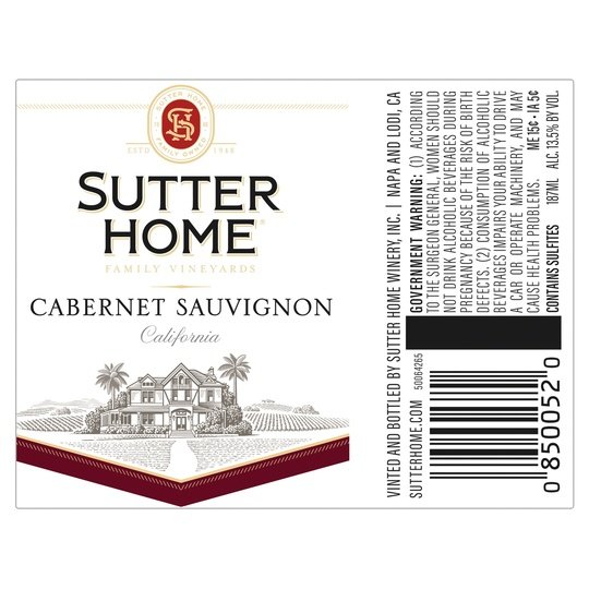 Sutter Home Cabernet Sauvignon Red Wine, 4 Pack, 187 ml Bottles