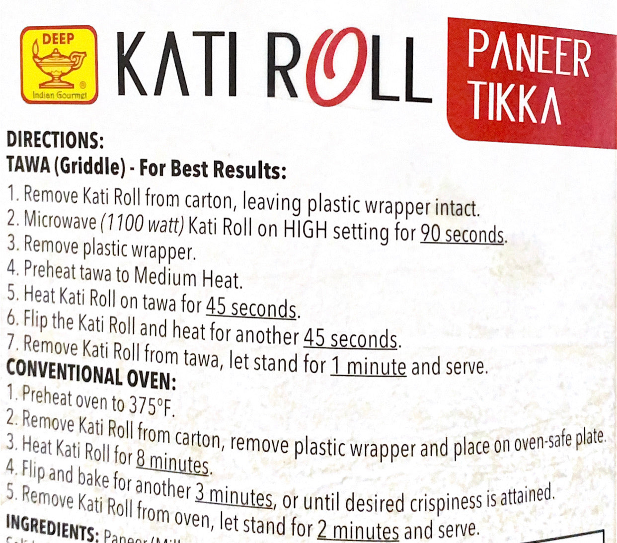 Paneer Tikka Kati Roll