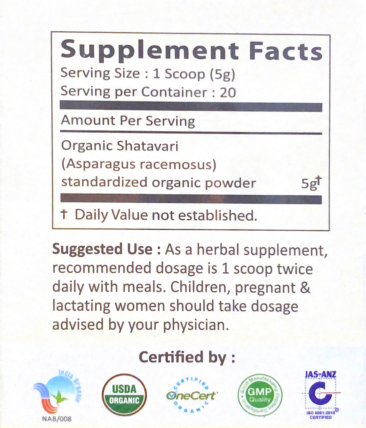 Organic Shatavari Powder