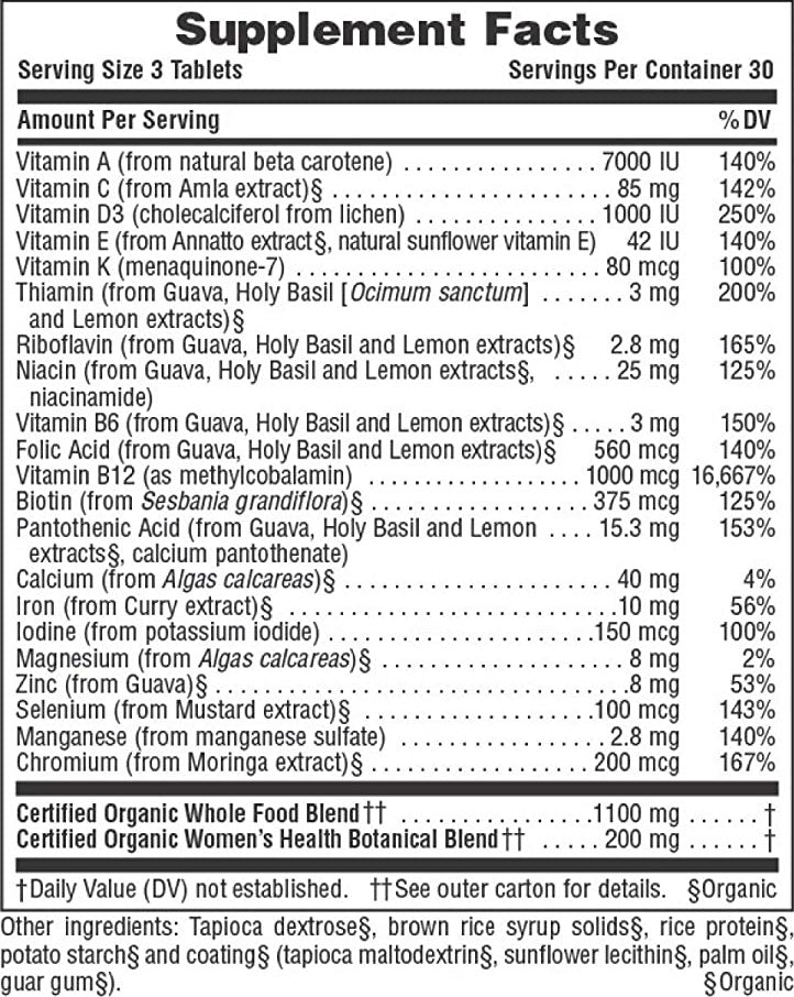 NaturesPlus Source Of Life Garden Organic Women's Multi 90 Vegan Tablets