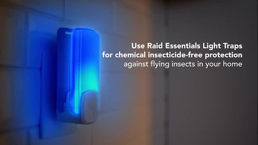 Raid Essentials Flying Insect Light Trap Starter Kit, Electric Flying Insect Trap & Refill