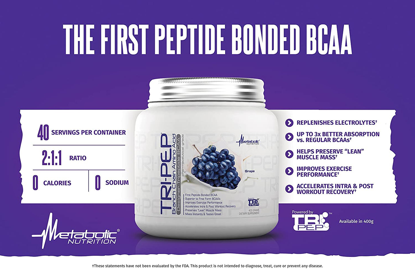 Metabolic Nutrition Tri-PEP 400 Grams (40 Servings)