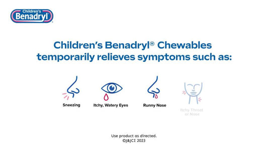 Children's Benadryl Allergy Relief Chewable Tablets, Grape, 20Ct