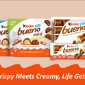 Kinder Bueno, Milk Chocolate and Hazelnut Cream Bars, Valentine's Day Gift, 4 Bars