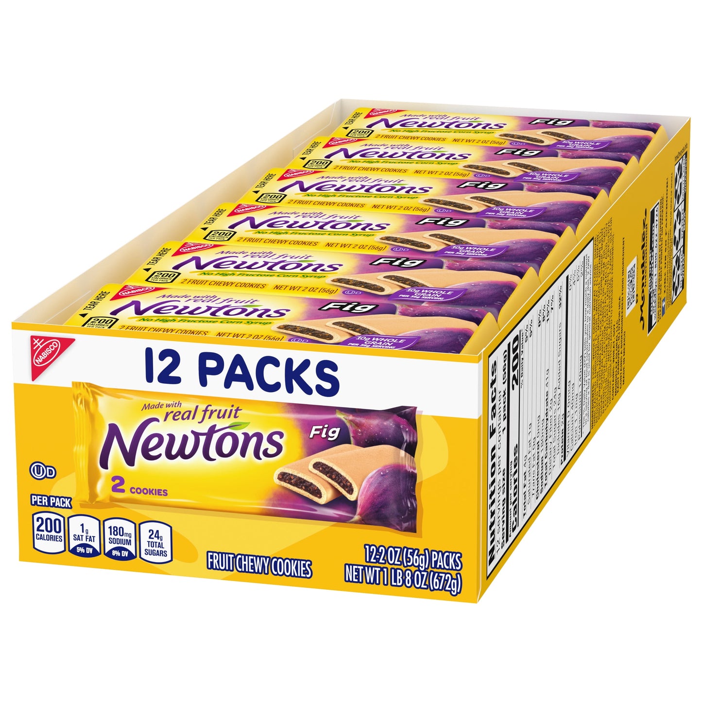 Newtons Soft & Fruit Chewy Fig Cookies, 12 Snack Packs (2 Cookies Per Pack)