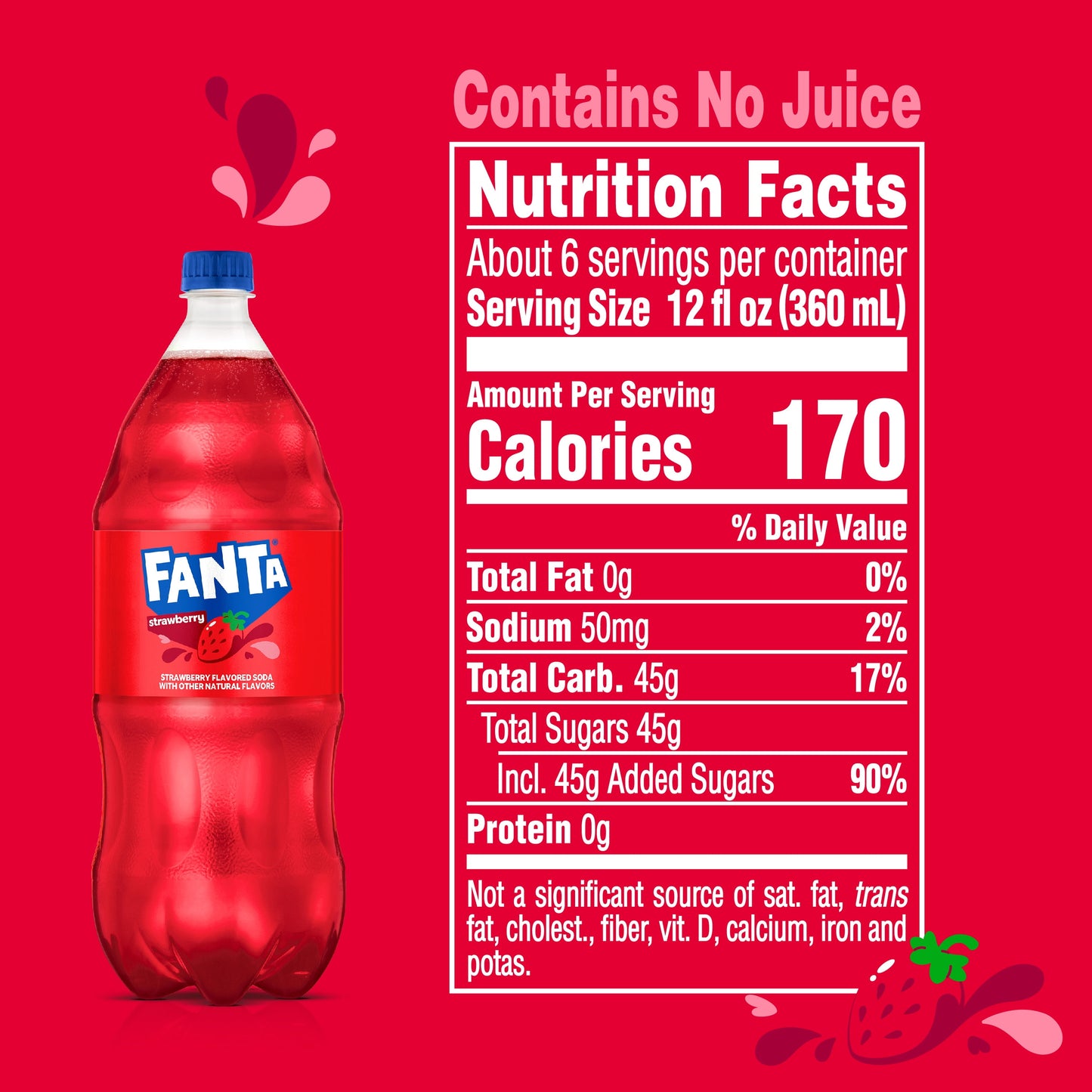 Fanta Strawberry Fruit Soda Pop, 2 Liter Bottle