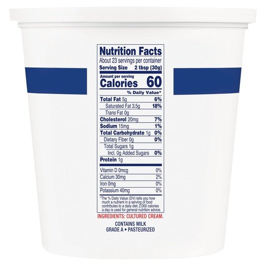 Daisy Pure and Natural Sour Cream, 24 oz (1.5 lb) Tub (Refrigerated)