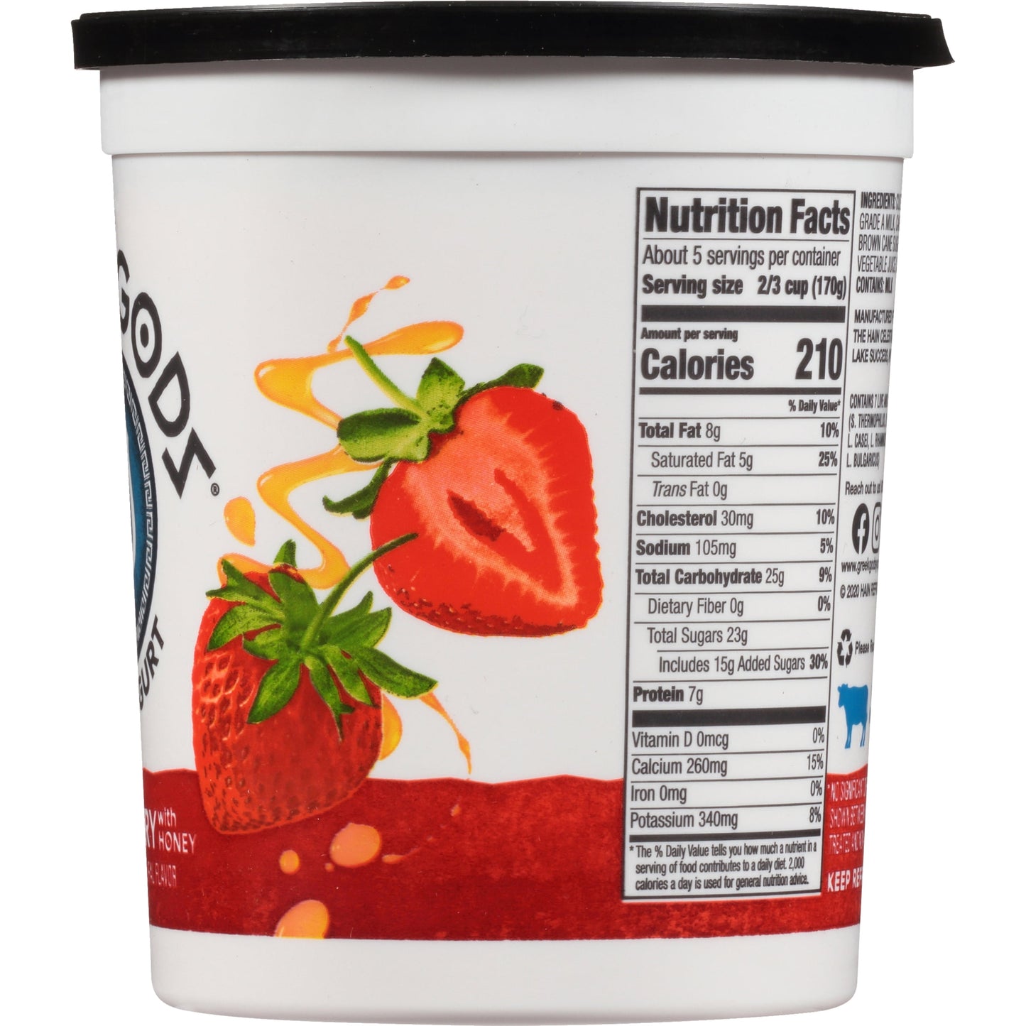 The Greek Gods Probiotic Strawberry with Honey Greek Yogurt, 32 oz