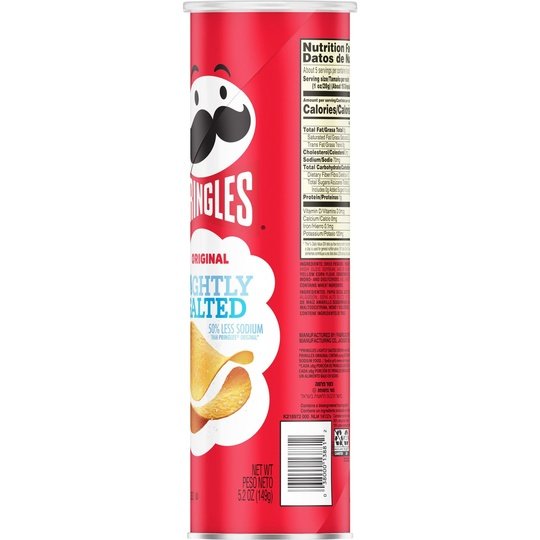 Pringles Lightly Salted Original Potato Crisps Chips, 5.2 oz