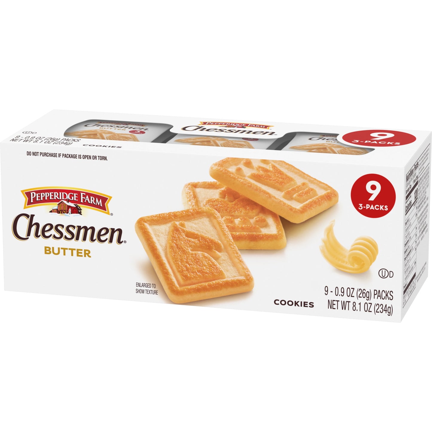 Pepperidge Farm Chessmen Butter Cookies, 9 Packs, 3 Cookies per Pack