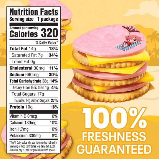 Lunchables Ham & American Cheese Cracker Stackers Kids Lunch Meal Kit, 9.1 oz Box