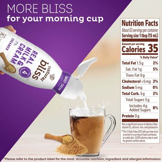 Coffee mate Natural Bliss Real Milk & Cream Sweet Cream Flavored Coffee Creamer, 32 fl oz