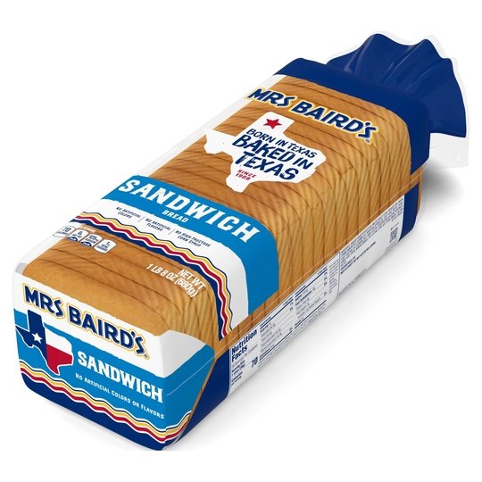 Mrs Baird’s Sandwich White Bread, A Cholesterol Free Food, Pre-Sliced Loaf, 1 Pound 8 Ounces