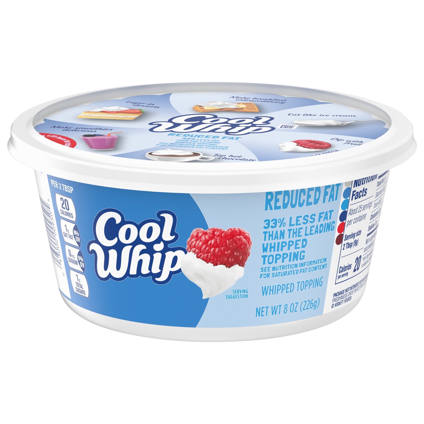 Cool Whip Reduced Fat Whipped Cream Topping, 8 oz Tub