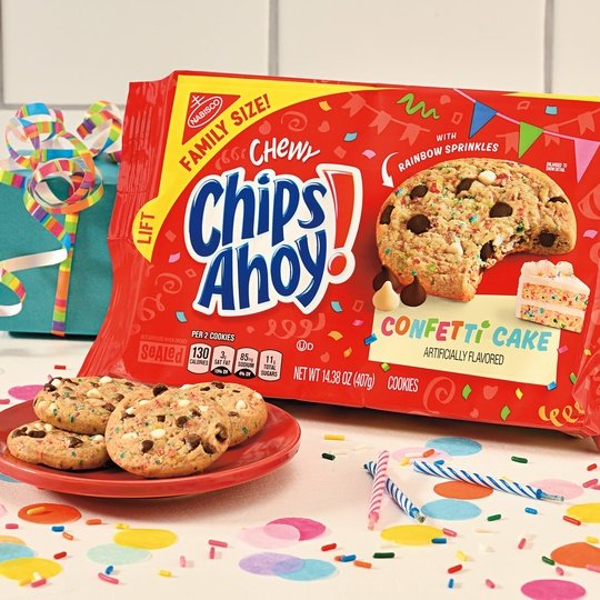 CHIPS AHOY! Chewy Confetti Cake Chocolate Chip Cookies with Sprinkles, Family Size, 14.38 oz