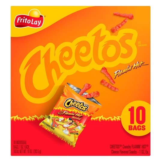 Cheetos Crunchy Cheese Flavored Snacks Flamin' Hot, 1 oz, 10 Count