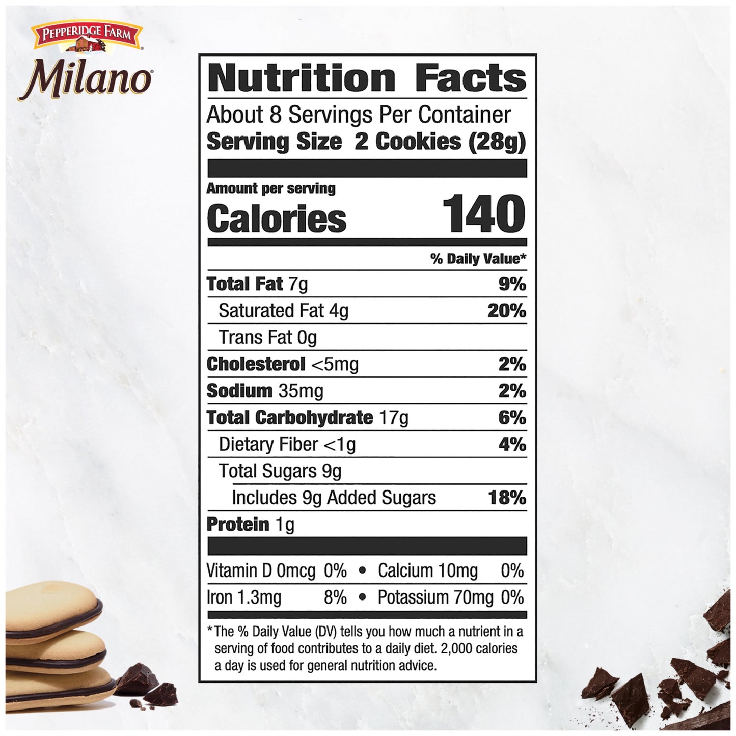 Pepperidge Farm Milano Double Dark Chocolate Cookies, 7.5 oz Bag (15 Cookies)