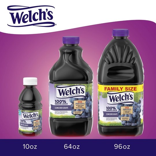 Welch's 100% Grape Juice, Concord Grape, 10 fl oz On-the-Go Bottle