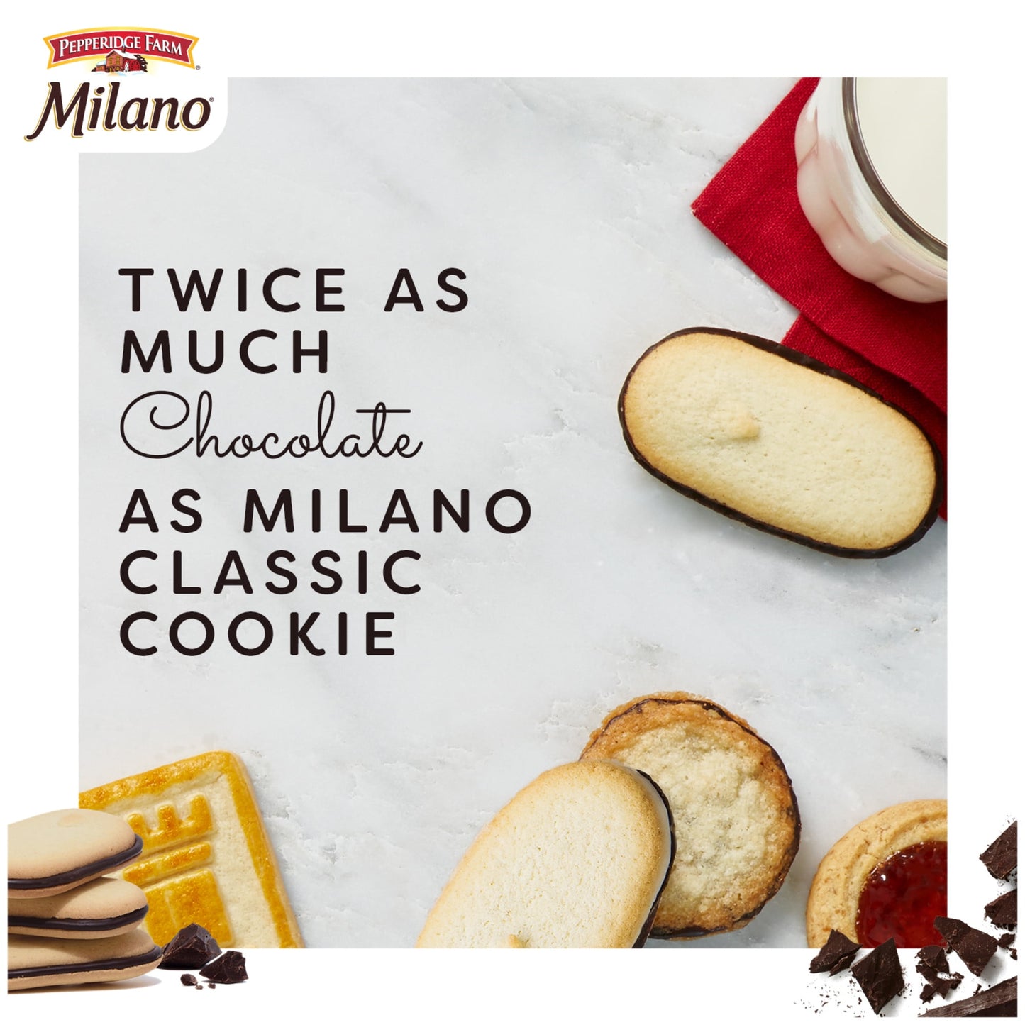 Pepperidge Farm Milano Double Dark Chocolate Cookies, 7.5 oz Bag (15 Cookies)