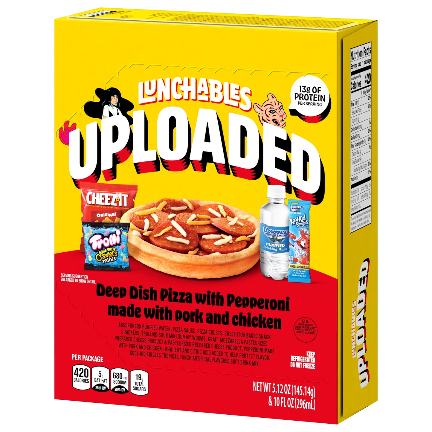 Lunchables Uploaded Deep Dish Pizza with Perpperoni Kids Lunch Meal Kit, 15.12 Oz Box