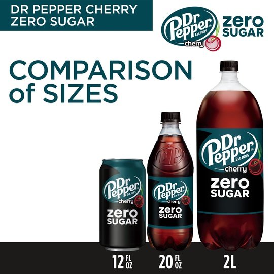 Dr Pepper Cherry Zero Sugar Soda, 12 fl oz cans, 12 pack