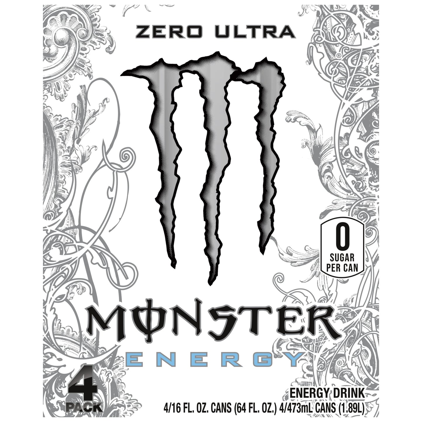 Monster Energy, Zero Ultra, Energy Drink, 16 fl oz, 4 Pack