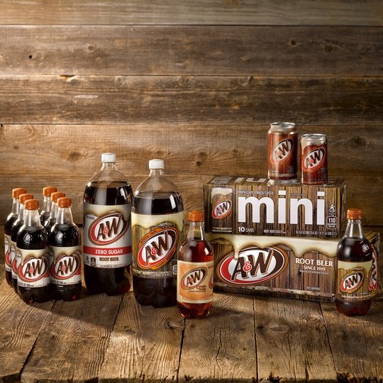 A&W Caffeine-Free, Low Sodium Root Beer Soda Pop, 12 Fl Oz, 8 Pack Bottles