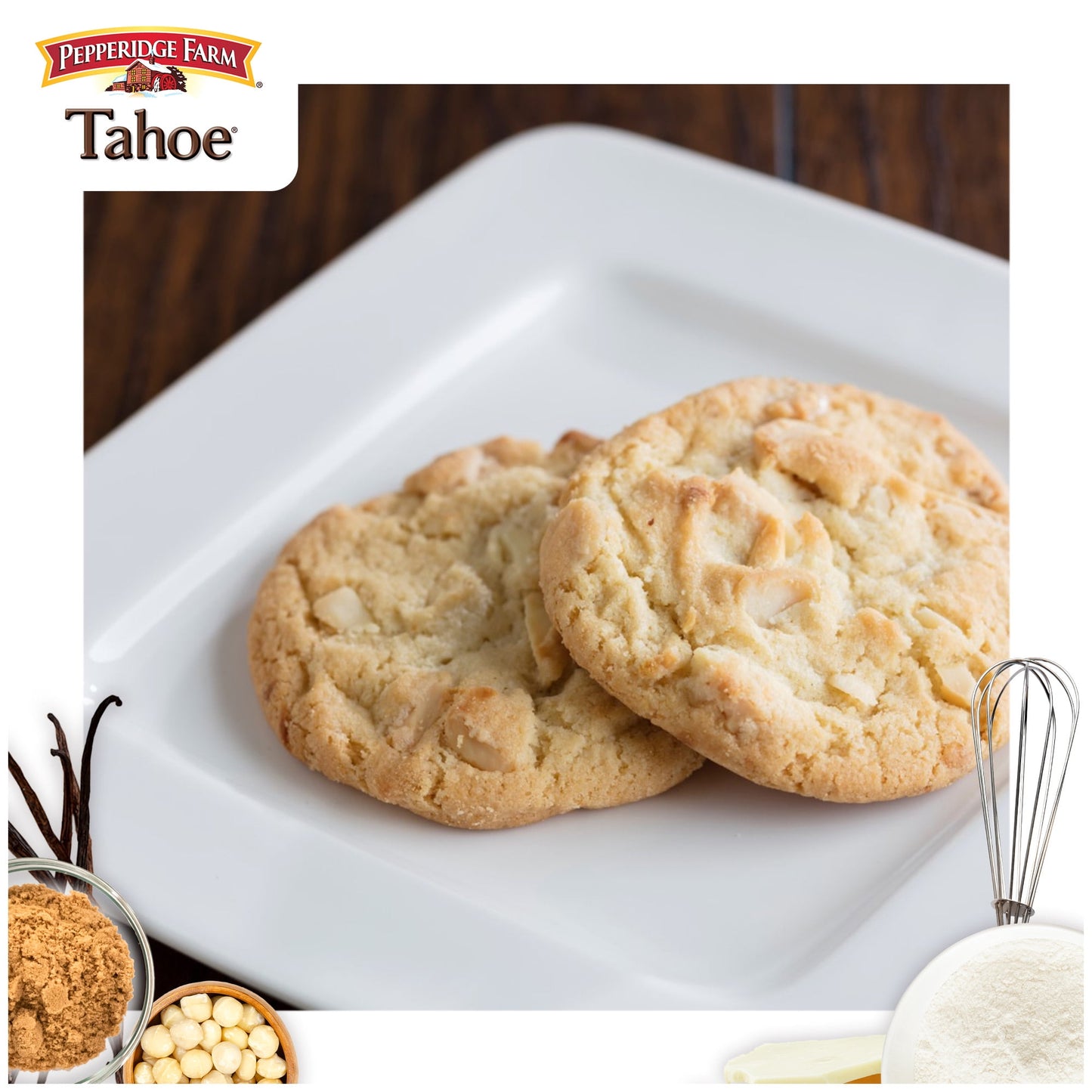 Pepperidge Farm Tahoe Crispy White Chocolate Macadamia Nut Cookies, 7.2 oz Bag (8 Cookies)