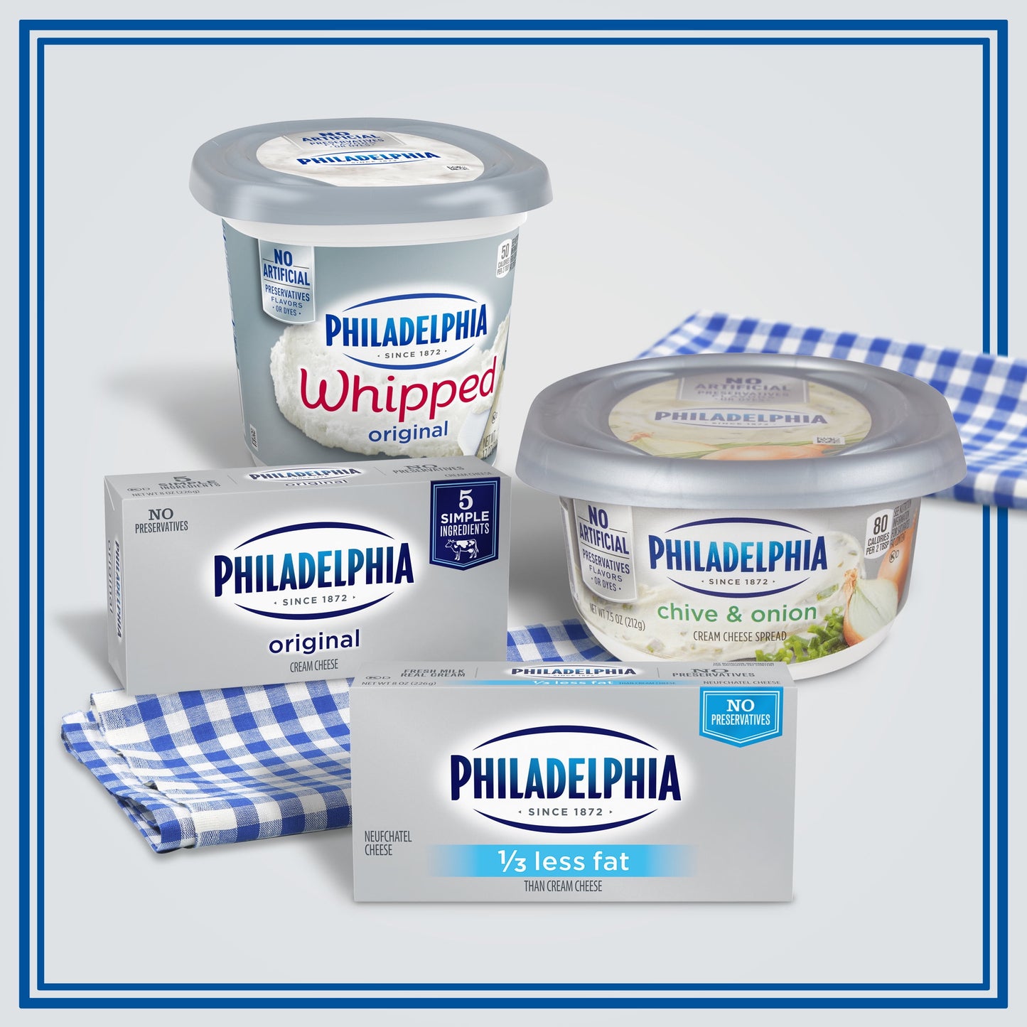 Philadelphia No Preservatives, 1/3 Fat Original Cream Cheese, 8 oz, 2 Count