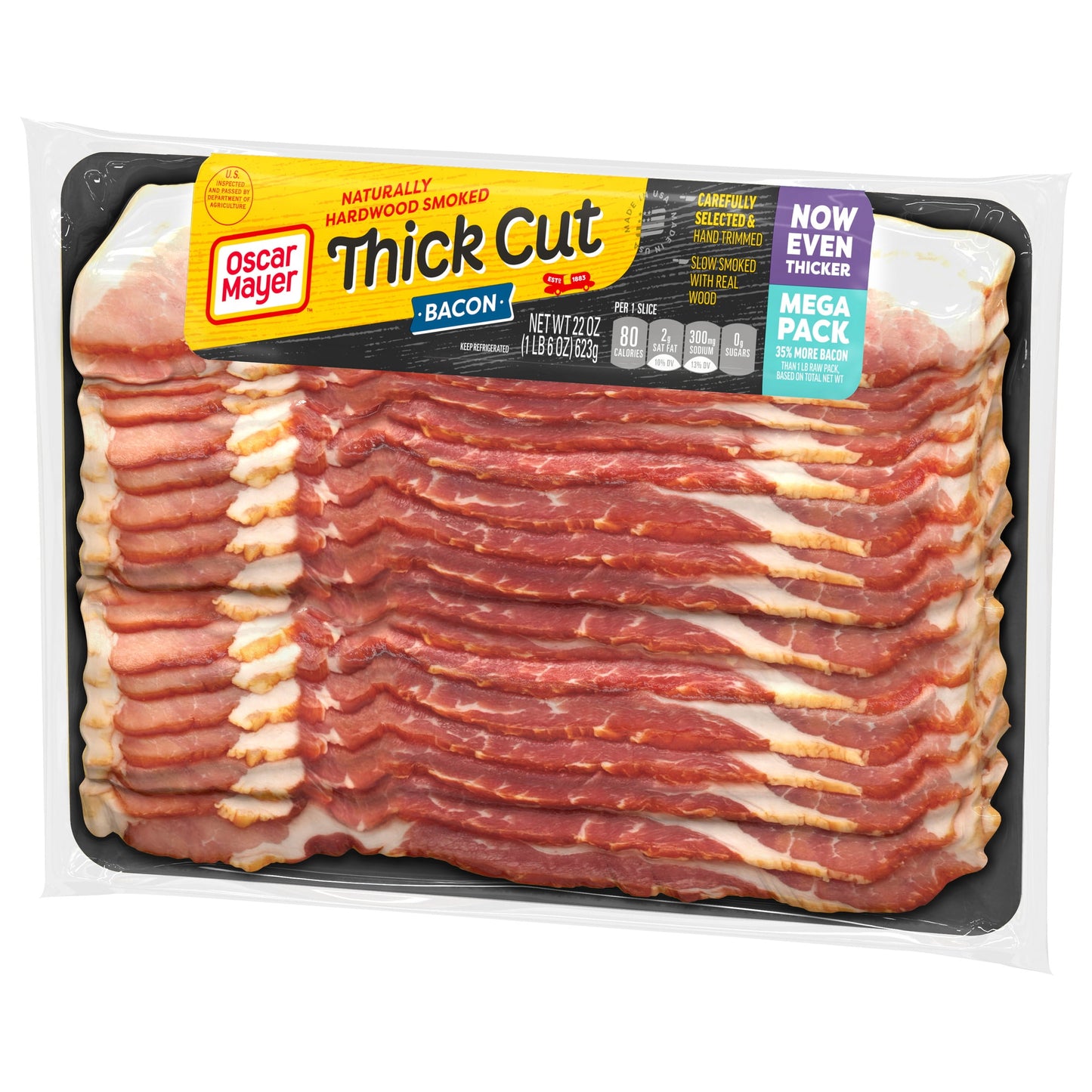 Oscar Mayer Thick Cut Bacon 12-Hour Smoked Mega Pack, 22 oz Pack