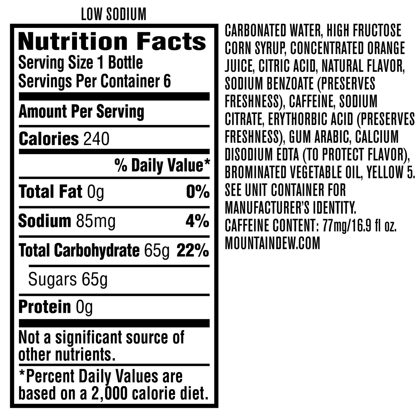 Mountain Dew The Original Soda, 16.9 Fl. Oz., 6 Count