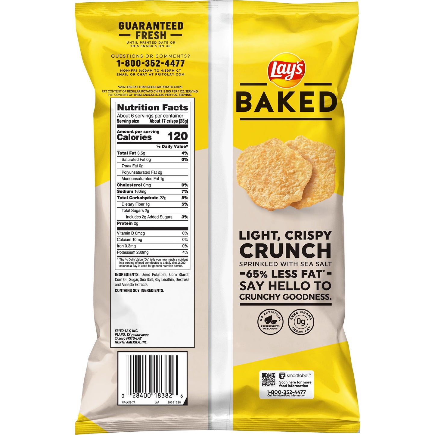 Lay's Baked Gluten-Free Original Potato Chips, 6.25 oz Bag