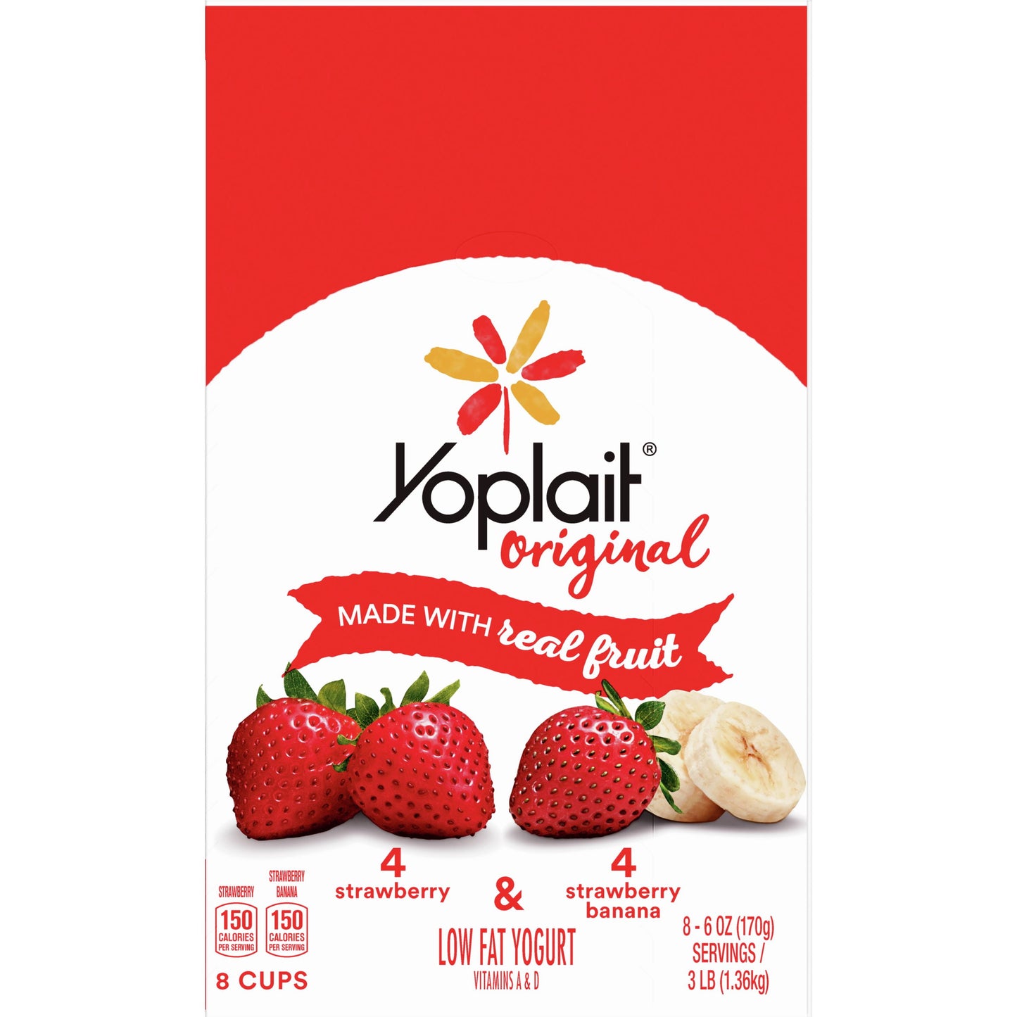 Yoplait Original Low Fat Yogurt Pack, 8 Ct, 6 OZ Fruit Yogurt Cups