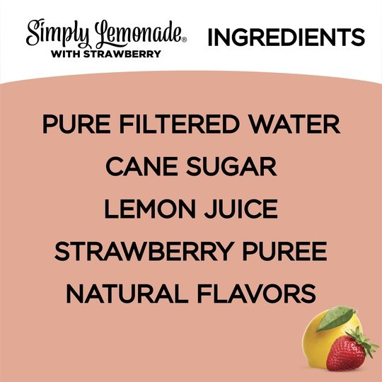 Simply Non GMO All Natural Strawberry Lemonade Juice, 52 fl oz Bottle
