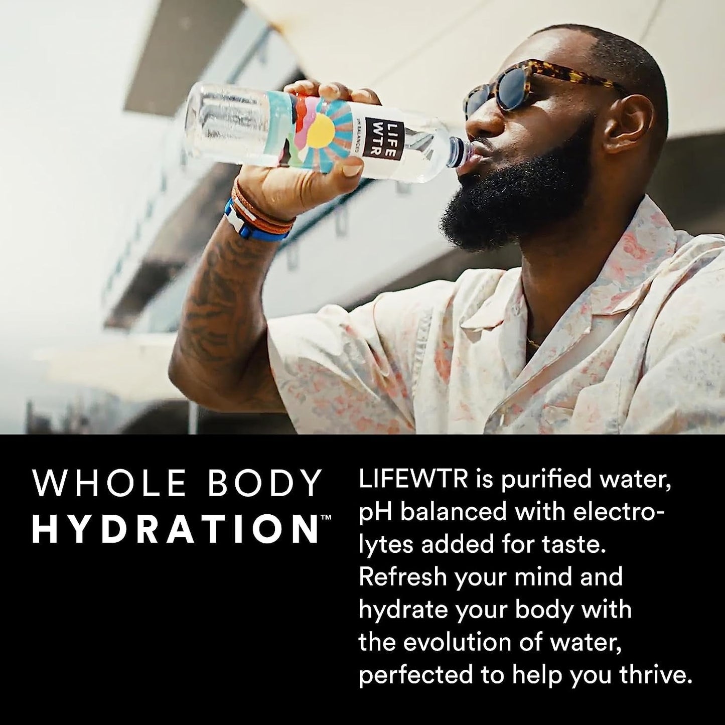 LIFEWTR Premium Purified Bottled Water, pH Balanced with Electrolytes For Taste, 1 Liter Bottle