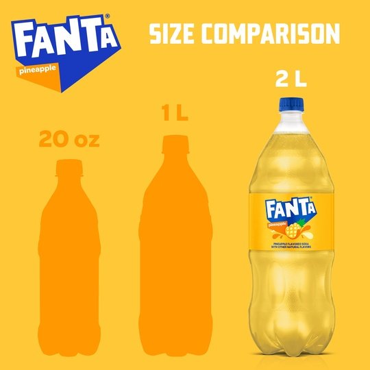 Fanta Pineapple Fruit Soda Pop, 2 Liter Bottle