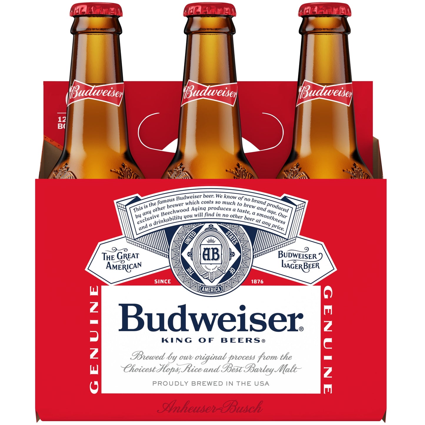 Budweiser Beer, 6 Pack Beer, 12 fl oz Glass Bottles, 5 % ABV, Domestic Lager