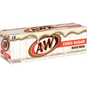 A&W Zero Sugar Root Beer Soda, 12 fl oz cans, 12 pack