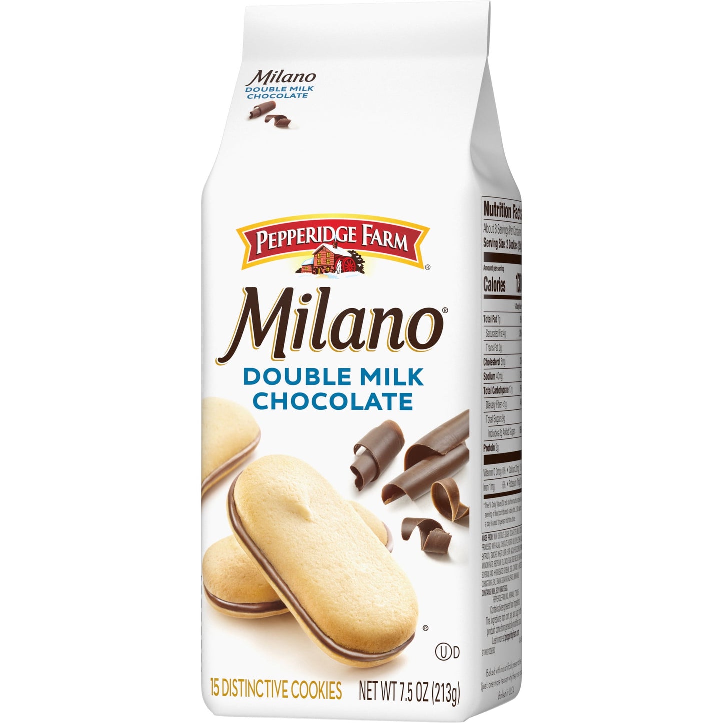 Pepperidge Farm Milano Double Milk Chocolate Cookies, 7.5 oz Bag (15 Cookies)