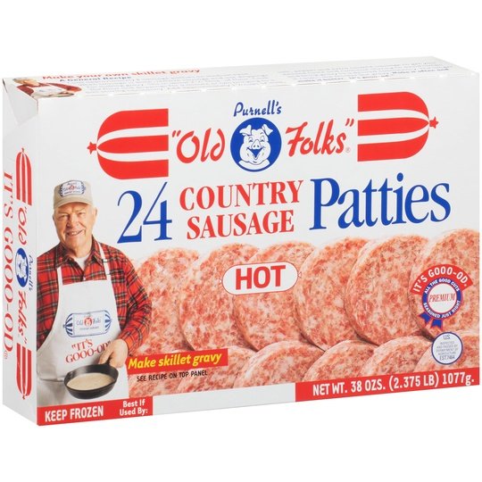 Purnell's "Old Folks" Hot Patties Breakfast Country Sausage, 38 oz