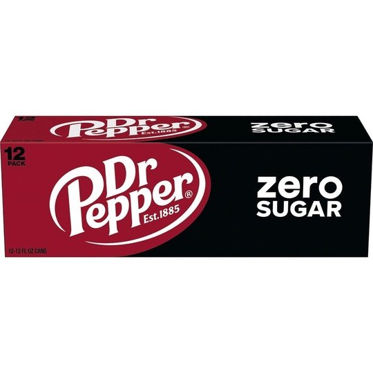 Dr Pepper Zero Sugar Soda, 12 fl oz cans, 12 pack