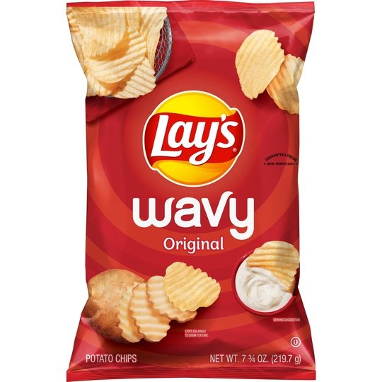 Lay's Wavy Potato Chips, Original Flavor, 7.75 oz Bag