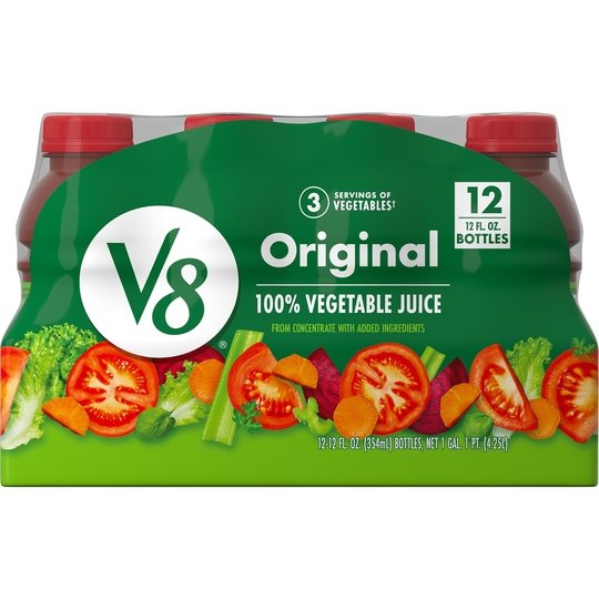 V8 Original 100% Vegetable Juice, 12 fl oz Bottle (Pack of 12)