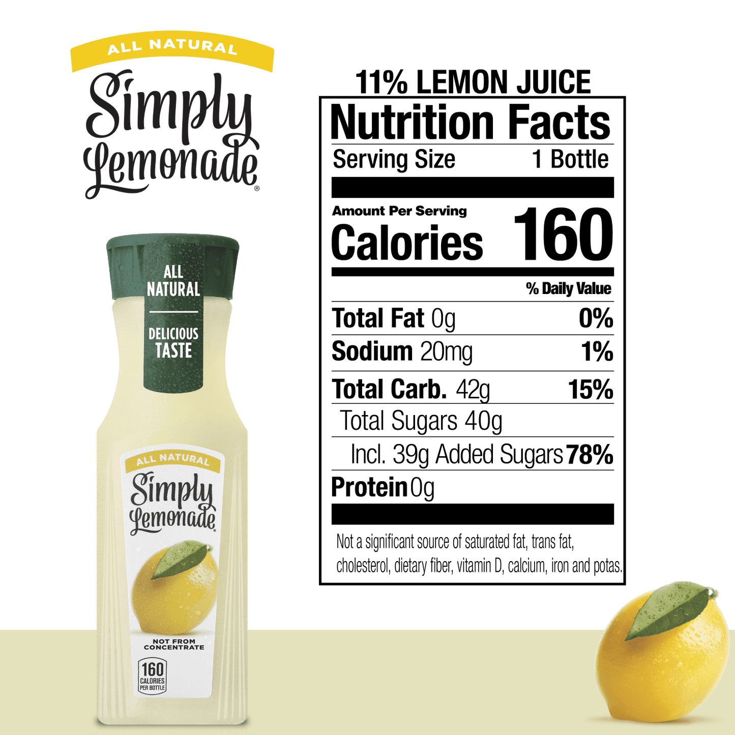 Simply Non GMO All Natural Lemonade Juice, 11.5 fl oz Bottle