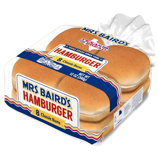 Mrs Baird's Hamburger Buns, 8 count, 12 oz