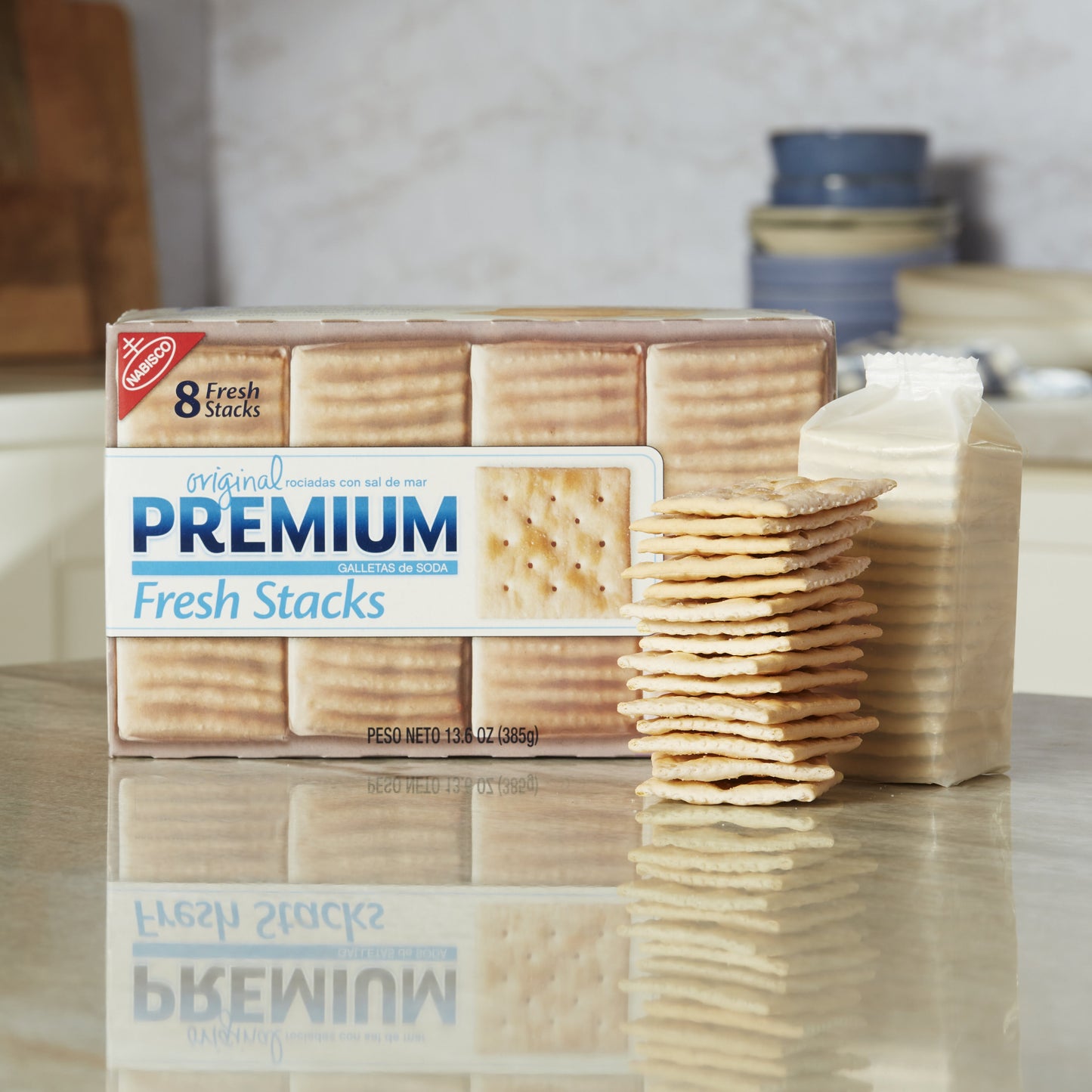 Premium Original Fresh Stacks Saltine Crackers, 13.6 oz