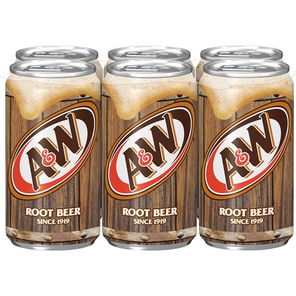 A&W Root Beer Soda, 7.5 fl oz cans, 6 pack