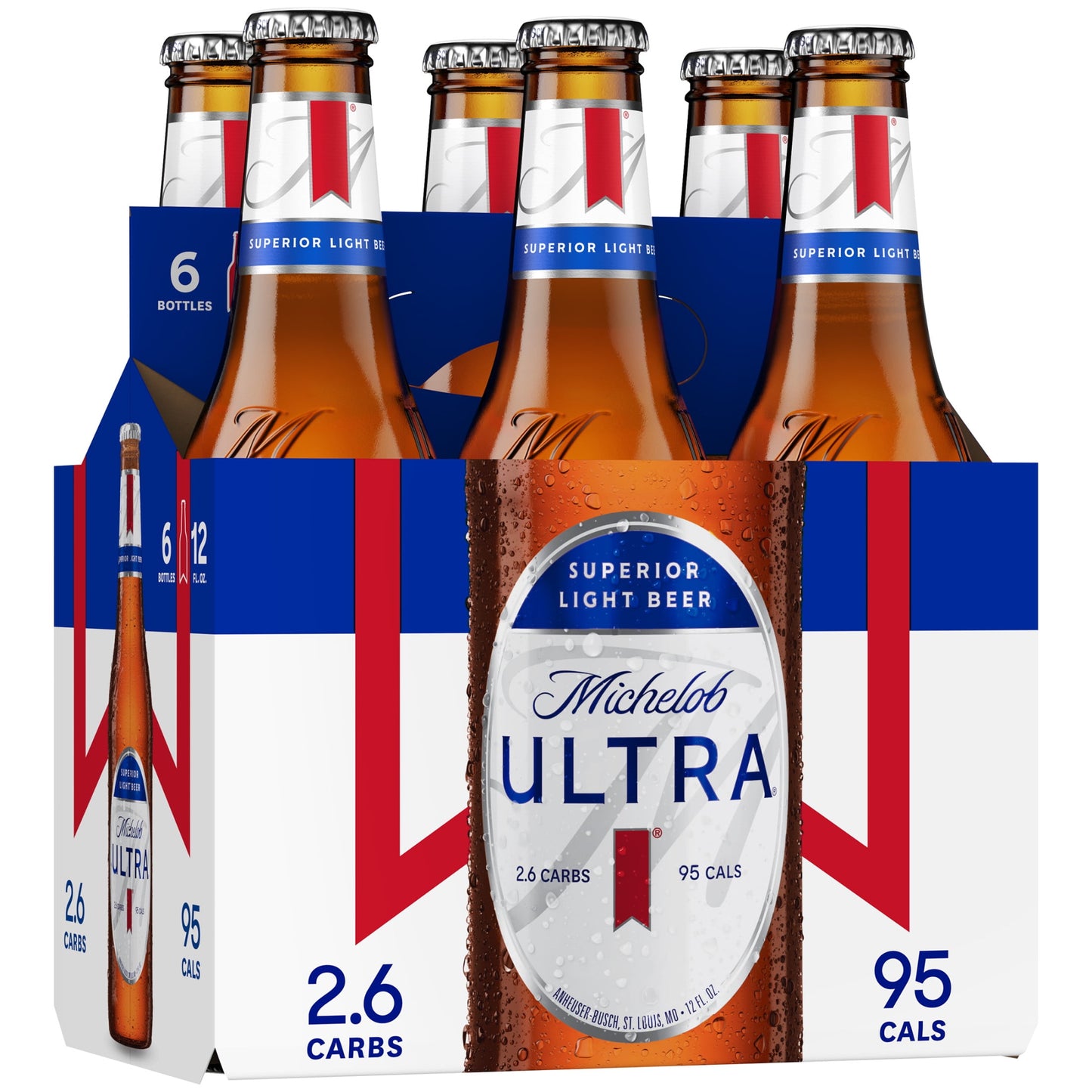 Michelob ULTRA Light Beer, 6 Pack Beer, 12 fl oz Bottles, 4.2% ABV, Domestic