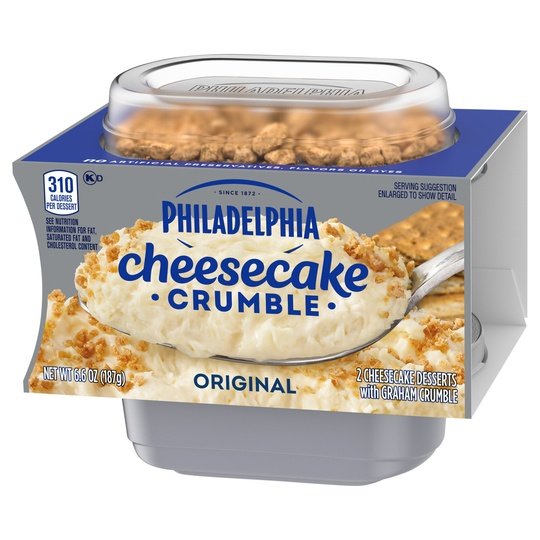 Philadelphia Cheesecake Crumble Original Cheesecake Dessert with Graham, 2 Ct Pack