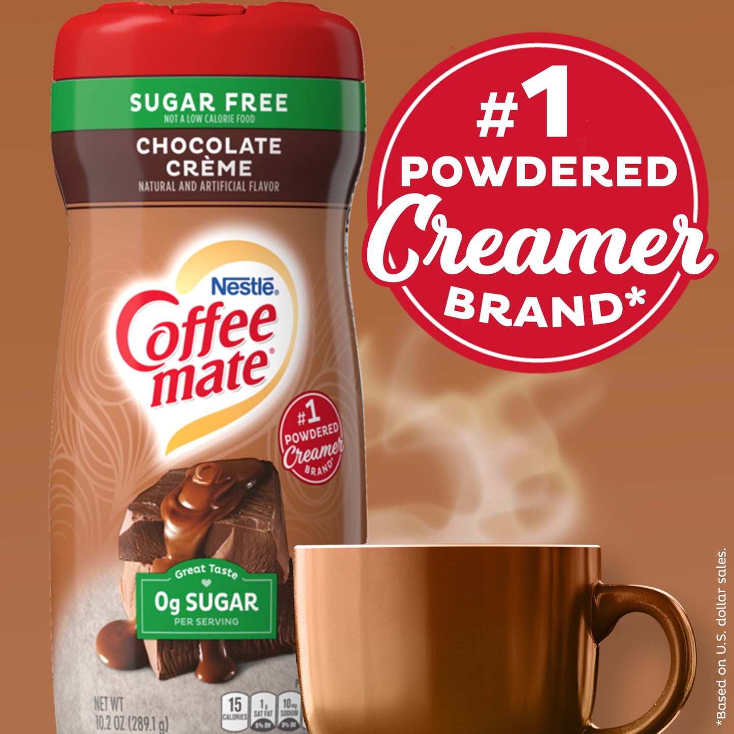 Nestle Coffee mate Chocolate Creme Sugar Free Powder Coffee Creamer, 10.2 oz